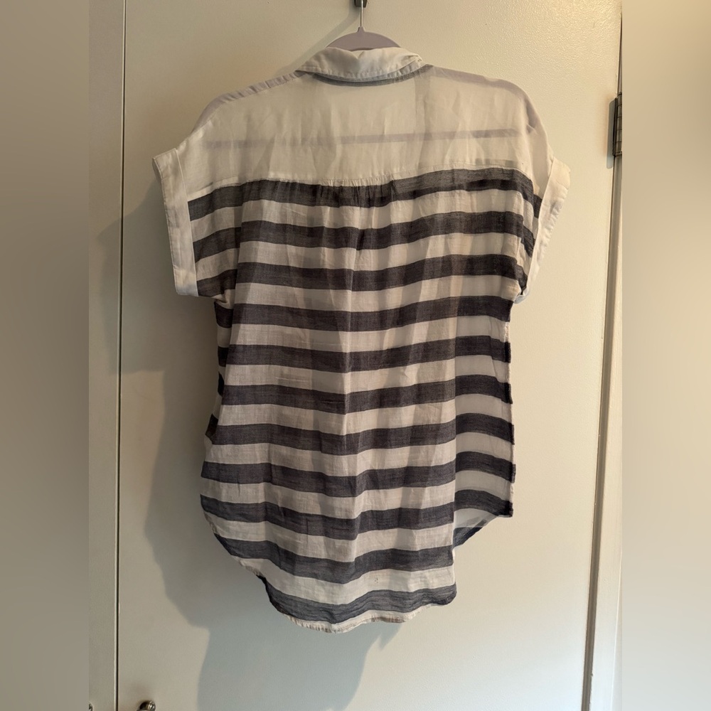 Hei Hei Anthropologie Perpignan 100% Cotton Striped Button Front Blouse - Picture 5 of 8